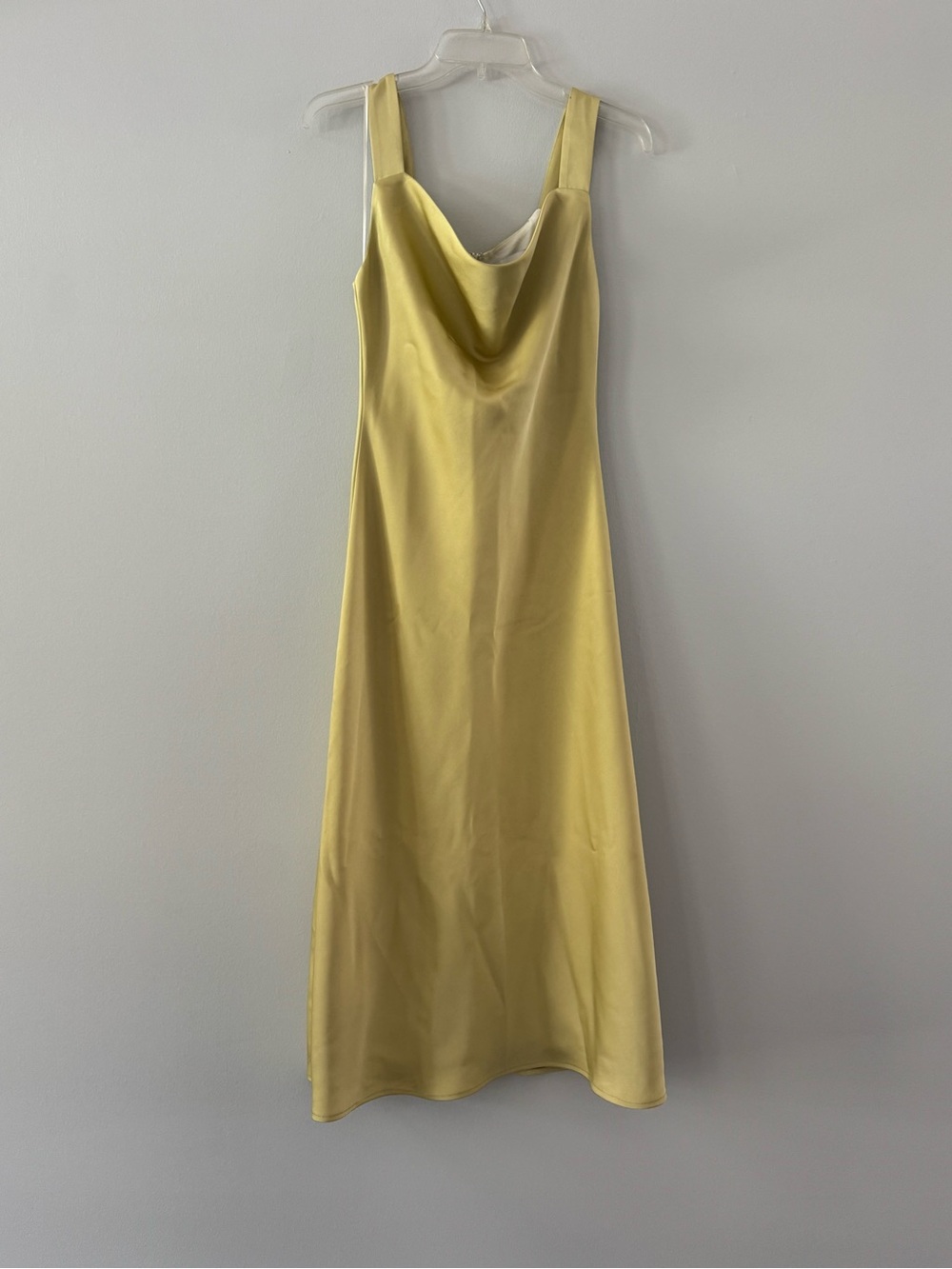 Yellow Satin Cowl Neck Slip Dress
